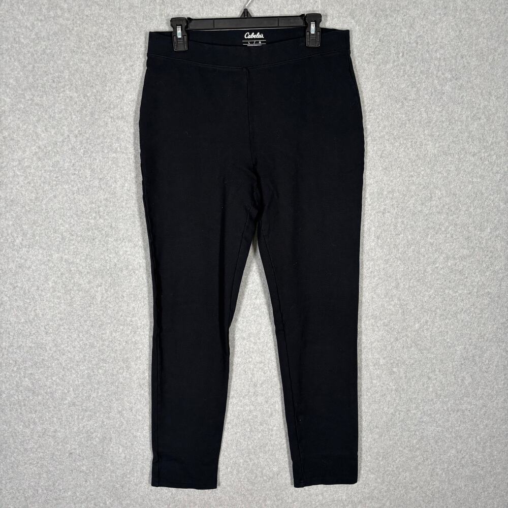 Cabelas Legging Women Large Black Knit Thick Elastic Waist High Rise Base Jersey